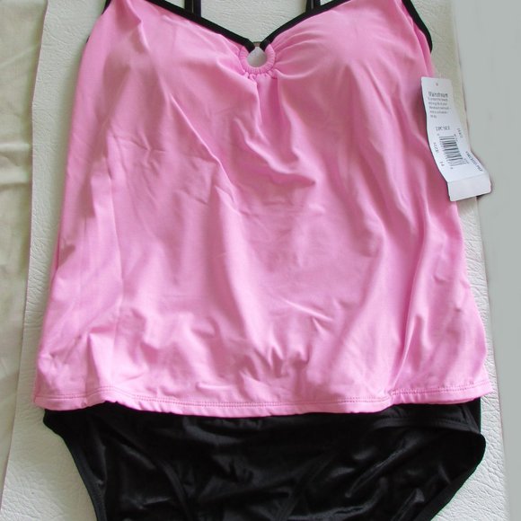 MAINSTREAM Pink Black Tankini - Size 14 - Picture 4 of 8